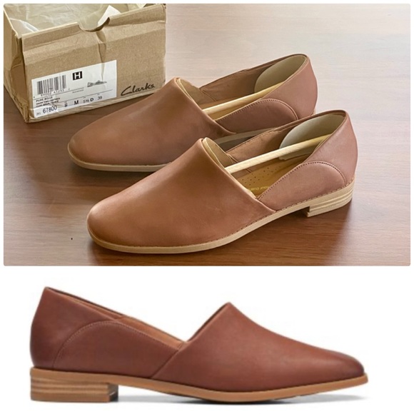 Clarks Pure Belle Slip On Leather Shoes 8M NIOB - Picture 2 of 13